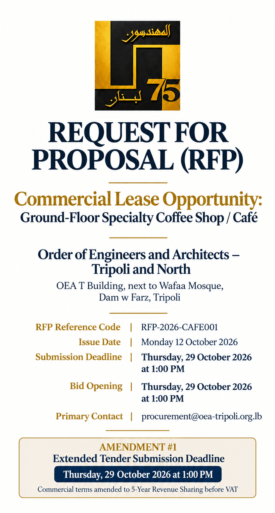 REQUEST FOR PROPOSAL (RFP) Commercial Lease Opportunity: Ground-Floor Specialty Coffee Shop / Cafe